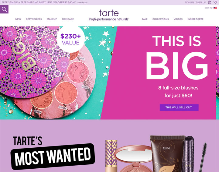 美国最受欢迎的化妆品公司之一：Tarte Cosmetics
